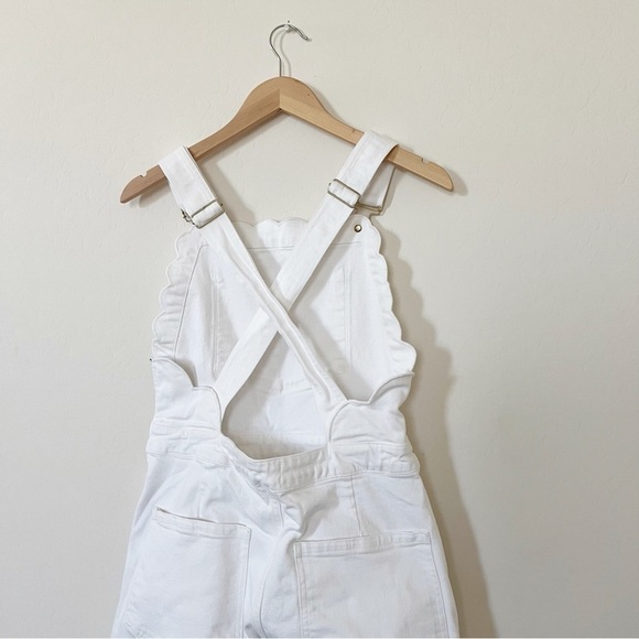 Frame Denim Scallop Edge Overalls White Jeans - Picture 7 of 12